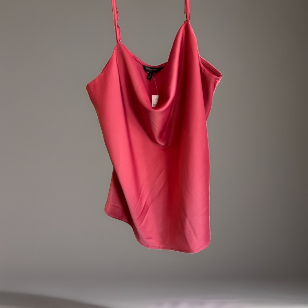 NWT Banana Republic Cowl Neck Spaghetti Strap Silky‎ Pink Womens Size M